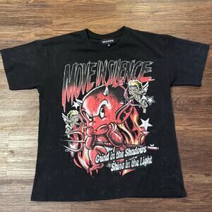 REASON Streetwear Graphic Tee “Eyes Open Mouth Shut” Black Size L